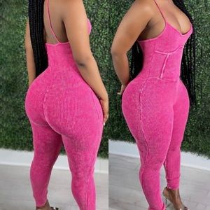 Ribbed corset jumpsuit